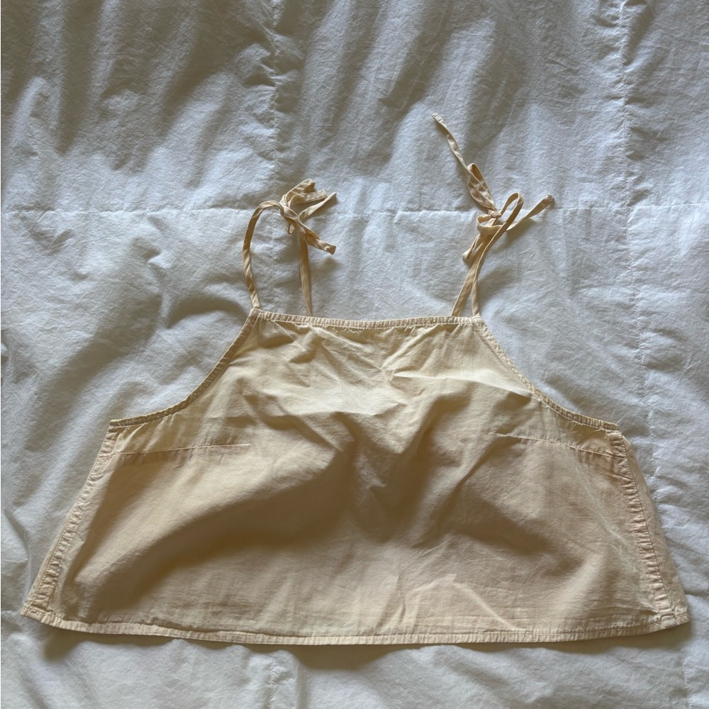 ARQ Cream Tie-Strap Cropped Apron Top